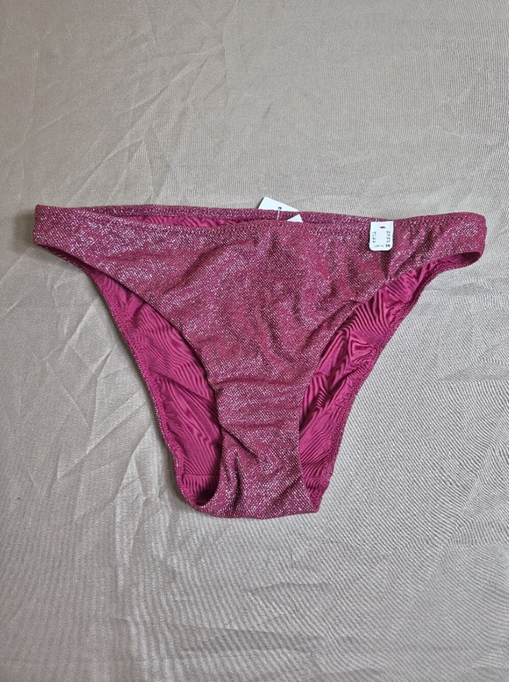 ETAM NWT Pink Shimmer High Leg Bikini Bottoms XS